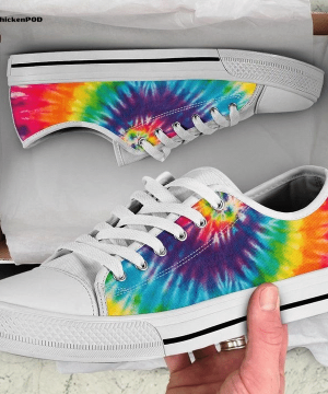 Colorful Tie Dye Spiral Hippie Abstract Art Low Top Shoes Gift for Men Women