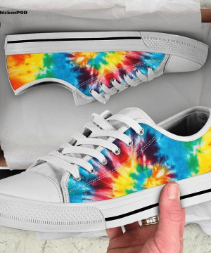 Colorful Tie Dye Yellow Red Blue Purple Abstract Art Low Top Shoes Gift for Men Women