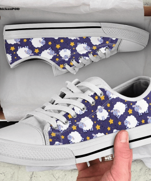 Counting Sheep To Fall Asleep Pattern Low Top Shoes Gift for Men Women