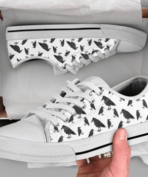 Crow Print Low Top Shoes Gift for Men Women