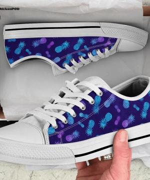 Dark Blue Pineapple Low Top Shoes Gift for Men Women