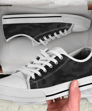 Dark Grey Camo Camouflage Low Top Shoes Gift for Men Women