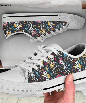 Day Of Dead Band Mariachi Skeletons Colored Low Top Shoes Gift for Men Women