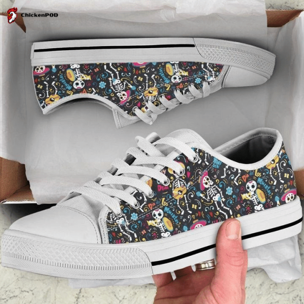 Day Of Dead Band Mariachi Skeletons Colored Low Top Shoes Gift For Men Women