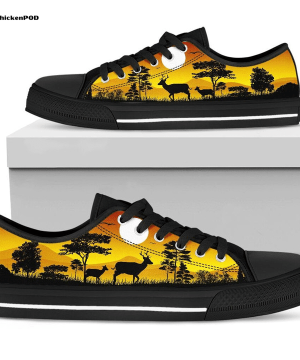 Deer Hunting Watercolor Low Top Shoes Gift for Men Women