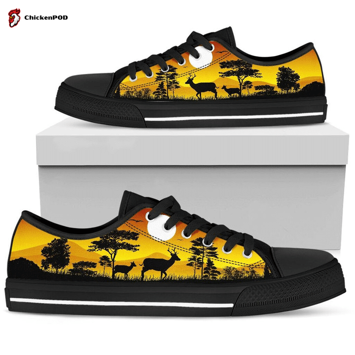 Deer Hunting Watercolor Low Top Shoes Gift For Men Women Deer Hunting Watercolor Low Top Shoes Gift For Men Women