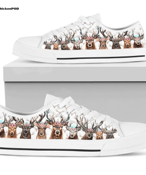 Deer Hunting Watercolor Low Top Shoes Gift for Men Women
