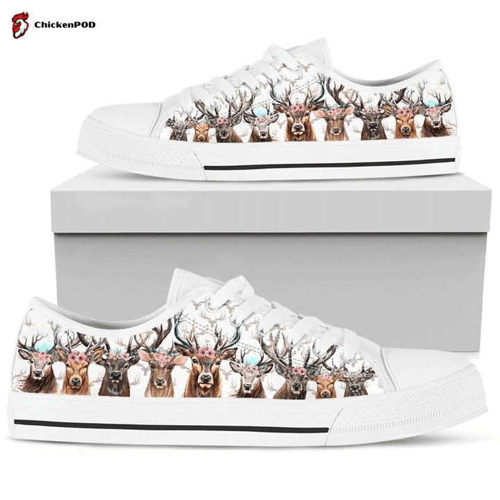 Deer Hunting Watercolor Low Top Shoes Gift For Men Women Deer Hunting Watercolor Low Top Shoes Gift For Men Women