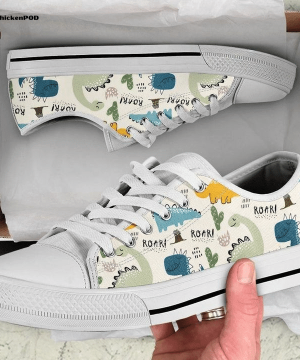 Dinosaur Cartoon Low Top Shoes Gift for Men Women