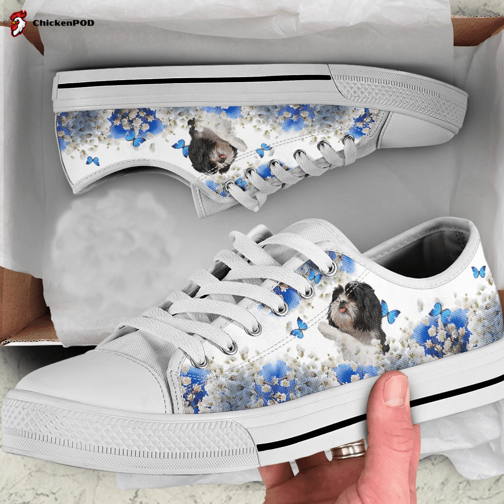 Dog With Flower Low Top Shoes Gift For Men Women Sneaker Dog With Flower Low Top Shoes Gift For Men Women Sneaker