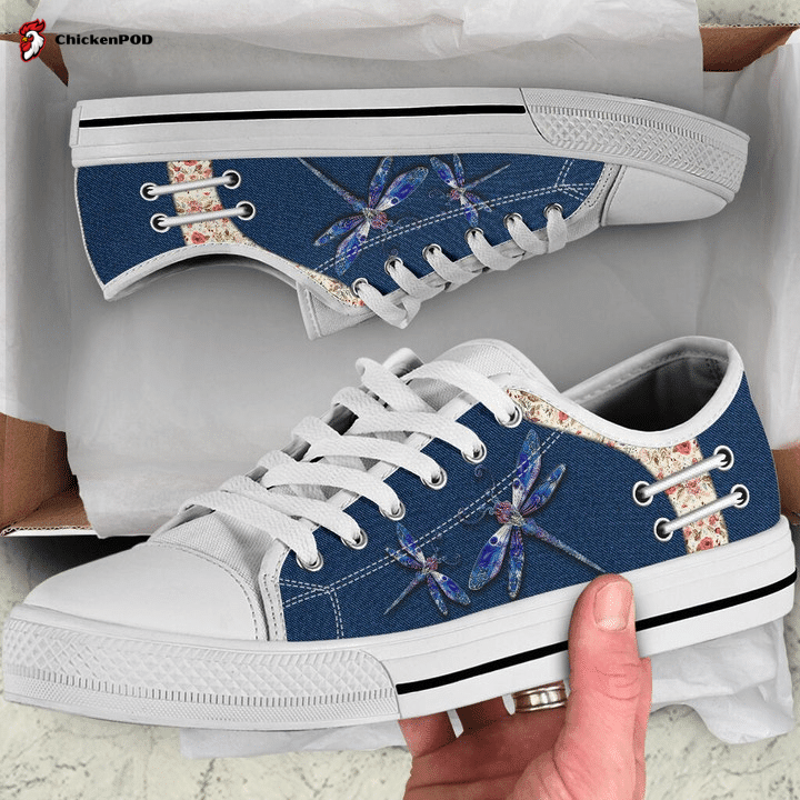 Dragonfly Jean Flower Low Top Shoes Gift For Men Women Dragonfly Jean Flower Low Top Shoes Gift For Men Women