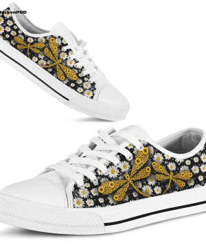 Dragonfly Sunflower Daisy Low Top Shoes Gift for Men Women