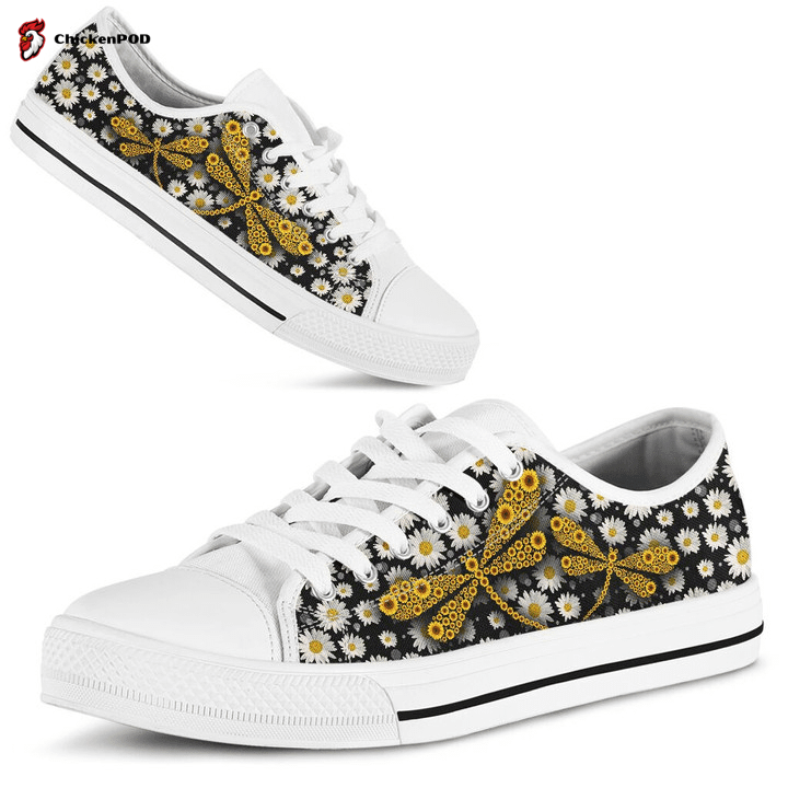 Dragonfly Sunflower Daisy Low Top Shoes Gift For Men Women Dragonfly Sunflower Daisy Low Top Shoes Gift For Men Women