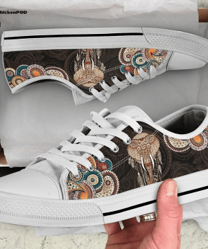 Elephant Henna Paisley Low Top Shoes Gift for Men Women