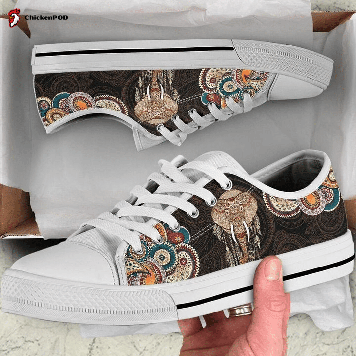 Elephant Henna Paisley Low Top Shoes Gift For Men Women Elephant Henna Paisley Low Top Shoes Gift For Men Women