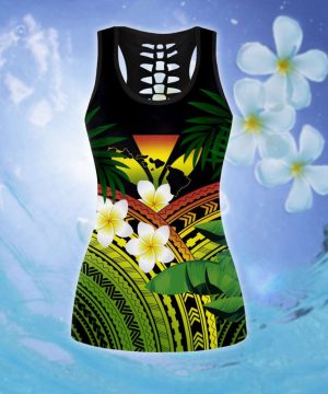 Fan Gifts Hawaii Hibiscus Kanaka D Over Printed Legging & Tank Top