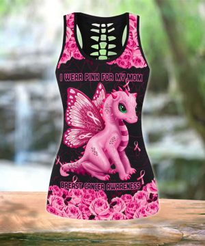 Fan Gifts I Wear Pink For My Mom Breast Cancer Awareness All Over Printed Combo Legging Tanktop