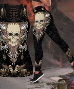 Fan Gifts Love Skull D all over printed tanktop & legging outfit for women QB