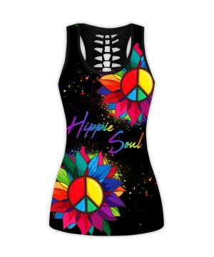 Fan Gifts Personalized Name Hippie Sunflower Peace Sign All Over Printed Combo Legging Tanktop