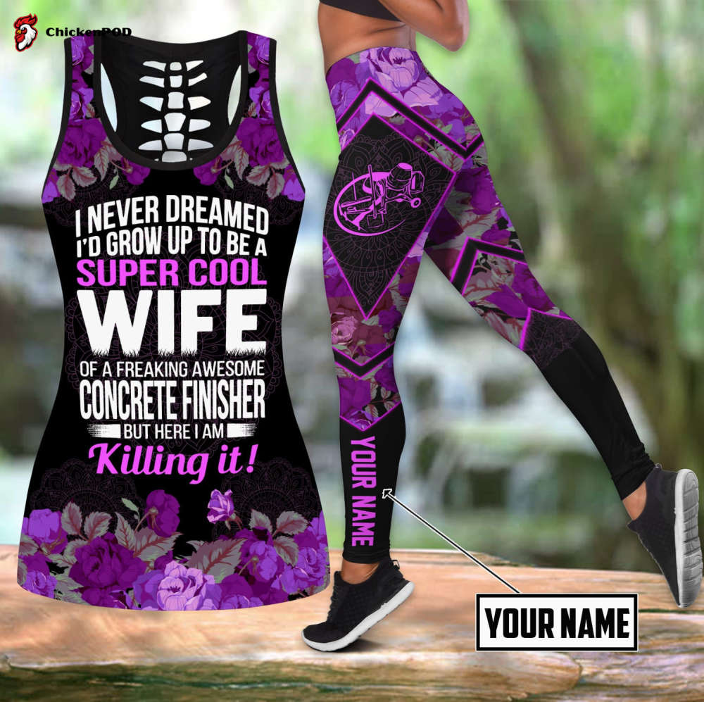 Fan Gifts Supper Cool Wife Of A Concrete Finisher Pink Combo Legging Hollow Tanktop Fan Gifts Supper Cool Wife Of A Concrete Finisher Pink Combo Legging Hollow Tanktop