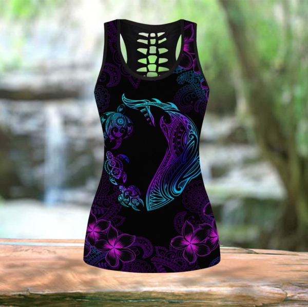 Fan Gifts Turtle And Shark Hawaii D Over Printed Legging &Amp; Tank Top