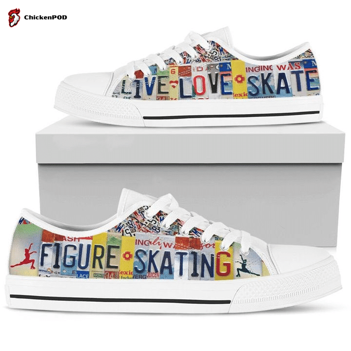 Figure Skating Live Love License Plates Low Top Shoes Gift For Men Women Figure Skating Live Love License Plates Low Top Shoes Gift For Men Women