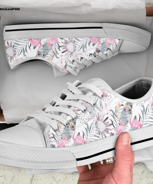 Flamingo Protea Leave Low Top Shoes Gift for Men Women