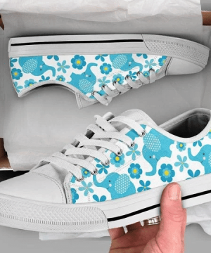 Floral Elephant Low Top Shoes Gift for Men Women