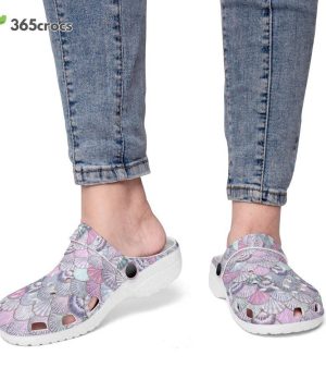 Floral Retro Geo 1970 Groovy Hippie Cool Natural World Nature Sea Life Fishes Shells Unisex Clogs Clog Shoes 11