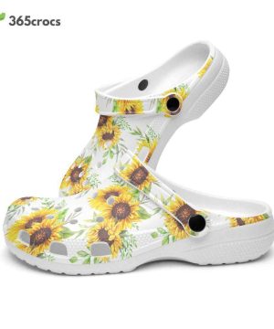 Floral Retro Groovy Vibes Peace Flowers Sunflowers White Background Unisex Clogs Clog Shoes 2 Floral Retro Groovy Vibes Peace Flowers Sunflowers White Background Unisex Clogs Clog Shoes 1