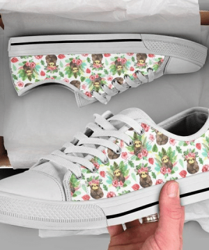 Floral Sloth Low Top Shoes Gift for Men Women
