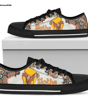 Floral Sloth Low Top Shoes Gift for Men Women
