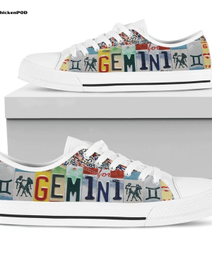 Gemini License Plates Low Top Shoes Gift for Men Women