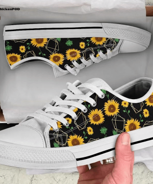 Golden Polygonal Shapes Sunflower Low Top Shoes Gift for Men Women