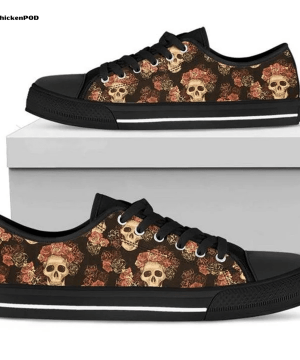 Gothic Skull Roses Low Top Shoes Gift for Men Women