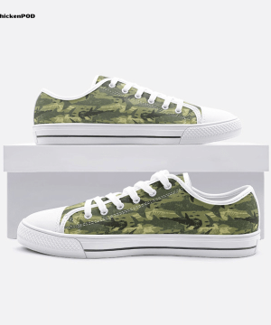 Green Camouflage Shark Low Top Shoes Gift for Men Women