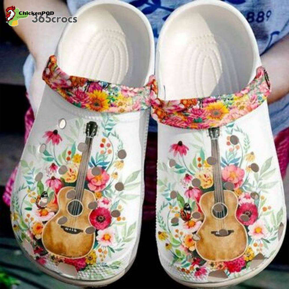 Guitar Flowers Pattern Happy National Guitar Day For Guitar Player Unisex Clogs Clog Shoes Guitar Flowers Pattern Happy National Guitar Day For Guitar Player Unisex Clogs Clog Shoes