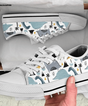 Hand Drawn Dino In Scandinavian Low Top Shoes Gift for Men Women