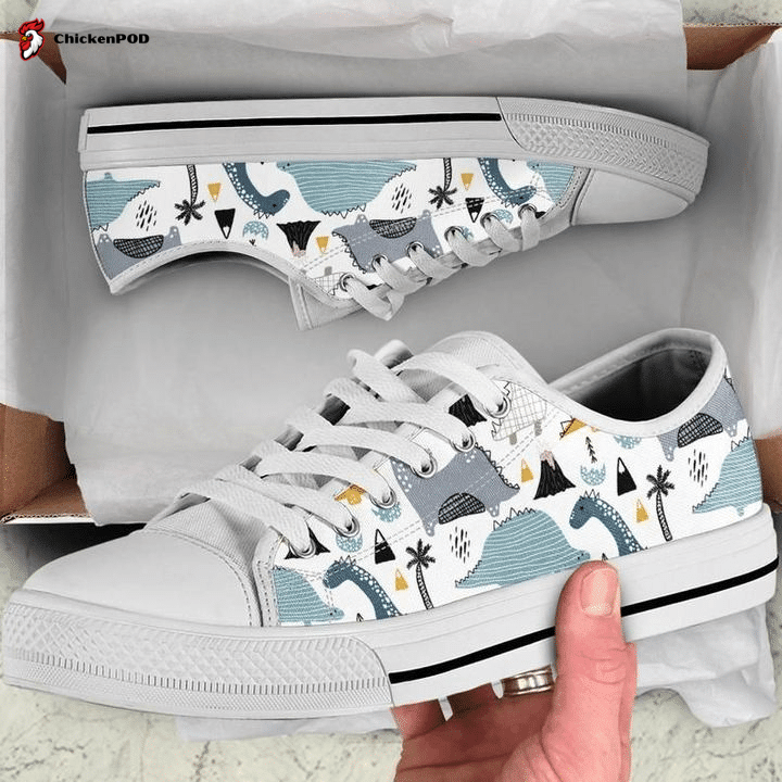 Hand Drawn Dino In Scandinavian Low Top Shoes Gift For Men Women Hand Drawn Dino In Scandinavian Low Top Shoes Gift For Men Women