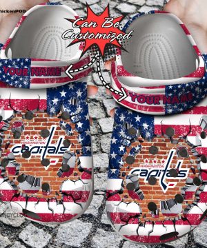 Hockey Personalized WCapitals American Flag Breaking Wall Clog Unisex Clogs Shoes Hockey Personalized WCapitals American Flag Breaking Wall Clog Unisex Clogs Shoes