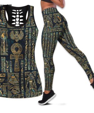 Hollow Tank Top And Leggings Ancient Egypt 3D All Over Printed Fan Gifts