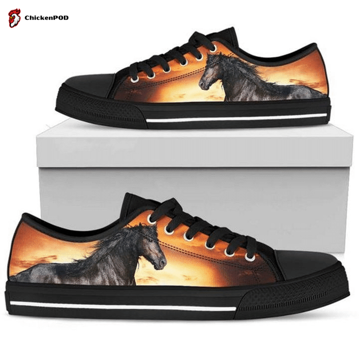 Horse Black Low Top Shoes Gift For Men Women Horse Black Low Top Shoes Gift For Men Women