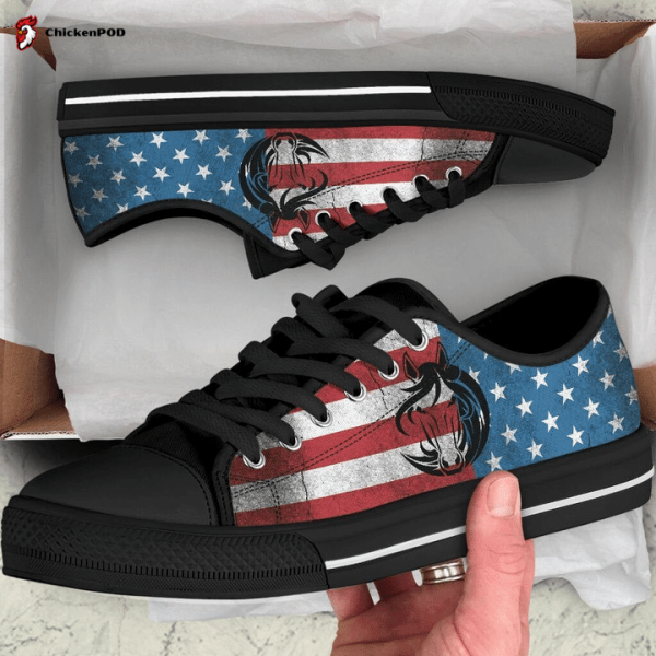 Horse With Usa Flag Low Top Shoes Gift For Men Women