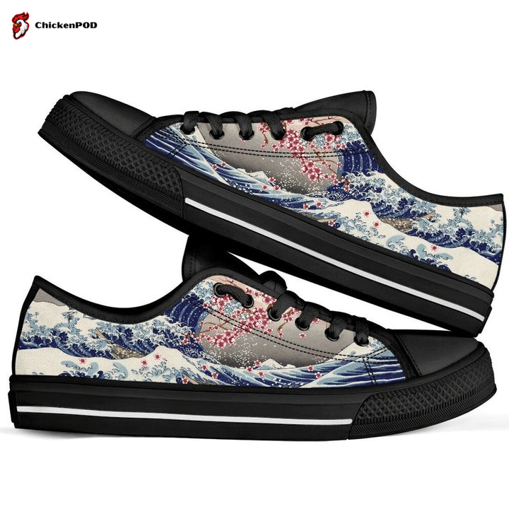 Japanese Kanagawa The Great Wave Of Pugs Low Top Shoes Gift For Men Women Japanese Kanagawa The Great Wave Of Pugs Low Top Shoes Gift For Men Women