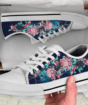 Japanese Koi Fish and Flowers Low Top Shoes Gift for Men Women