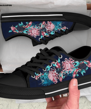 Japanese Koi Fish and Flowers Low Top Shoes Gift for Men Women