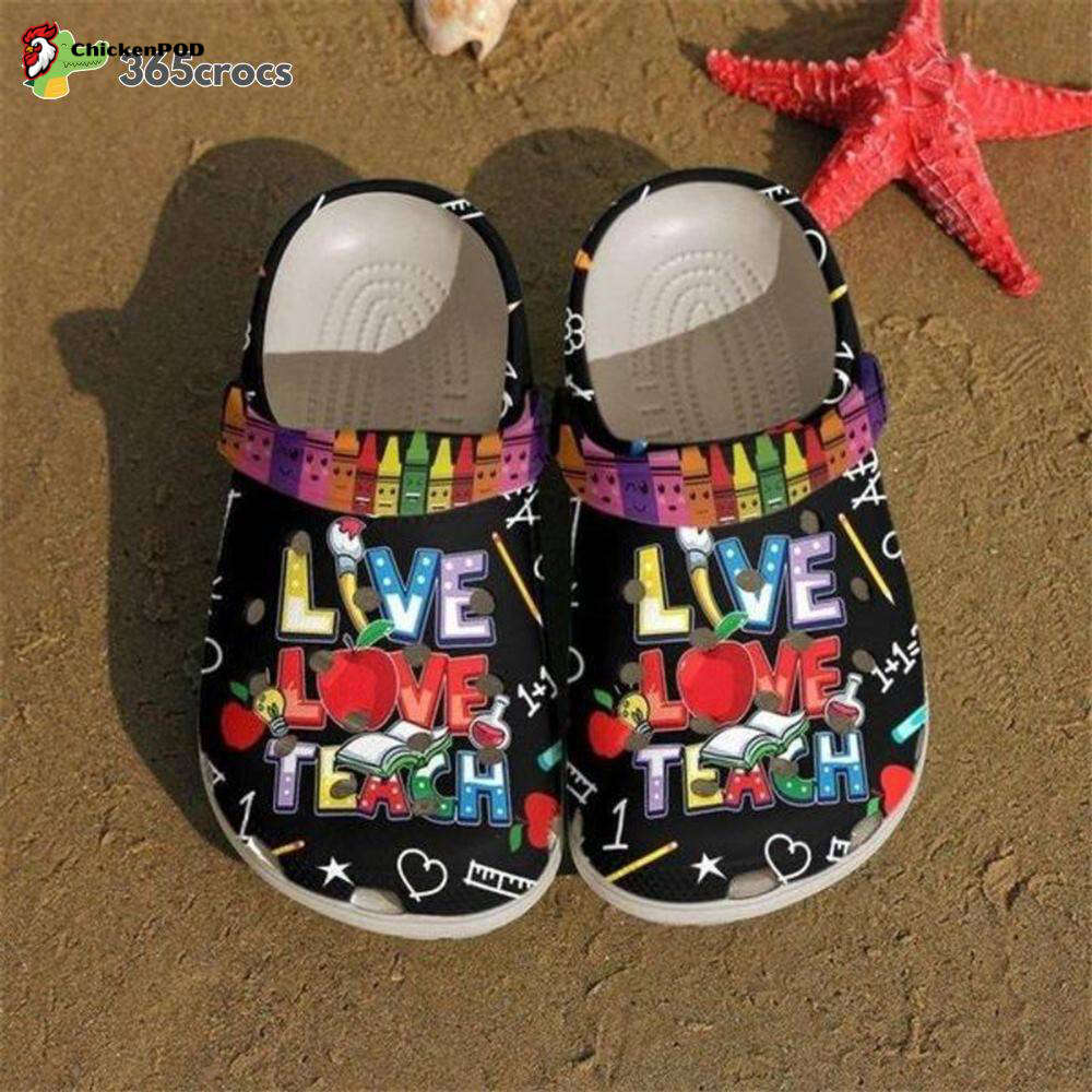 Live Love Teach For Teacher Funny Crayons Shoes Feel The Vibe Of Ocean Unisex Clogs Clog Shoes Live Love Teach For Teacher Funny Crayons Shoes Feel The Vibe Of Ocean Unisex Clogs Clog Shoes
