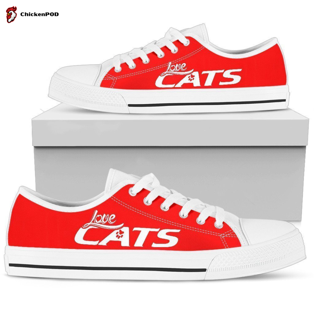 Love Cats Red Women’S Low Top Shoes Love Cats Red Women’S Low Top Shoes