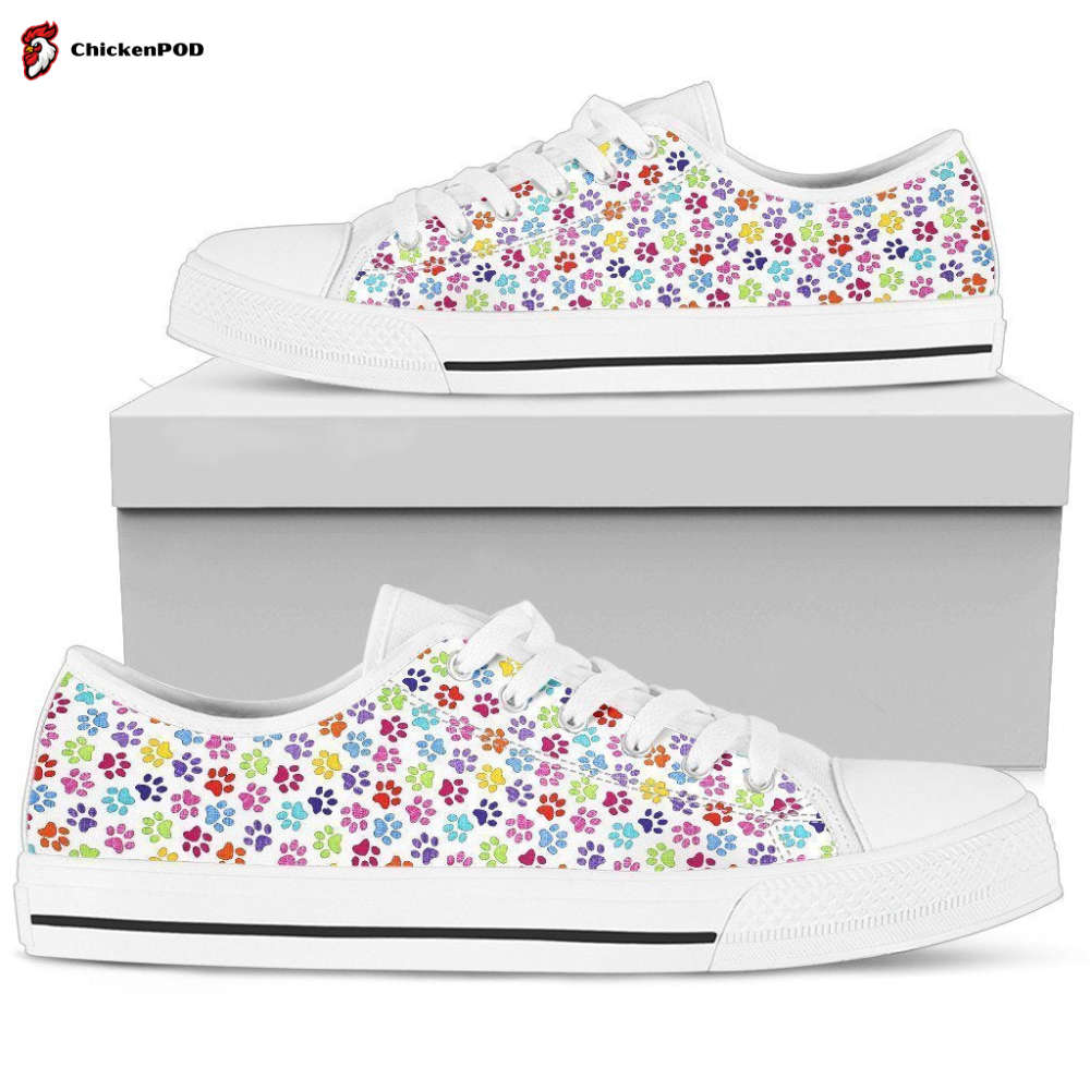 Painted Paw Print White Low Top Sneaker Painted Paw Print White Low Top Sneaker