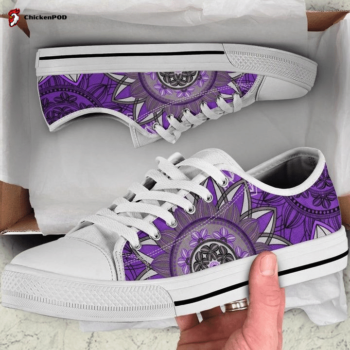 Purple Floral Mandalas Boho Chic Bohemian Low Top Shoes Gift For Men Women Purple Floral Mandalas Boho Chic Bohemian Low Top Shoes Gift For Men Women